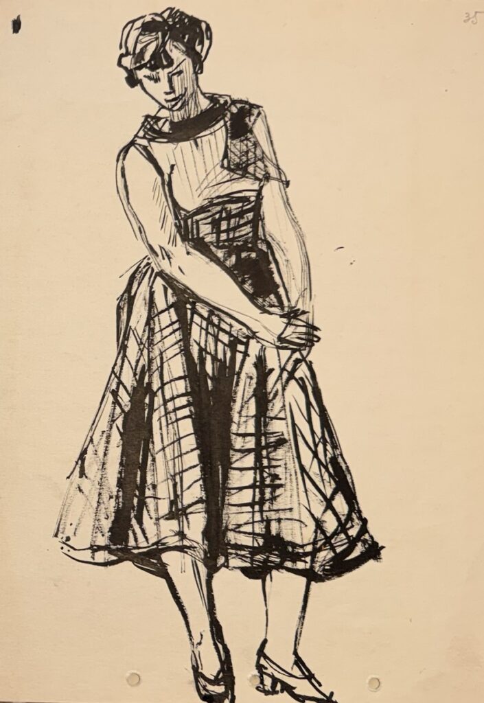 "Seisev naine kleidiga", 1950