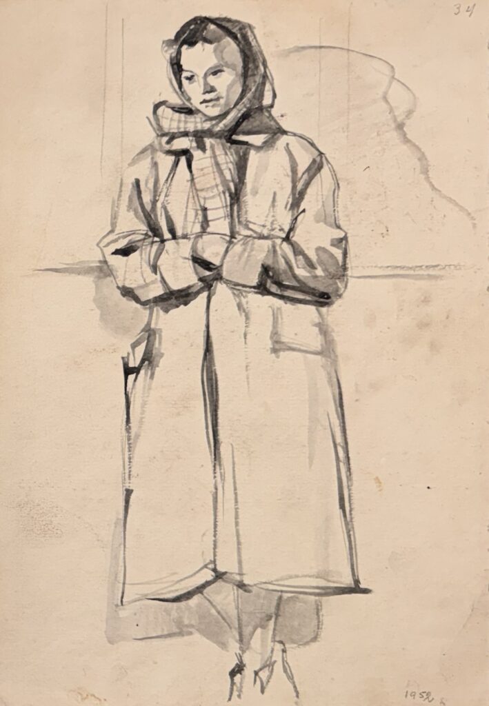 "Seisev naine mantliga", 1952